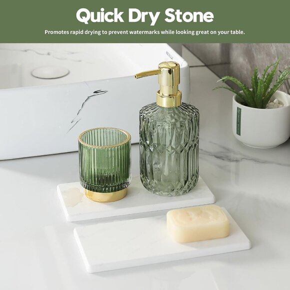 2PCS Diatomite Marble Stone Drying Mat for Kitchen Counter, Water Absorbing Soap - Picture 2 of 8